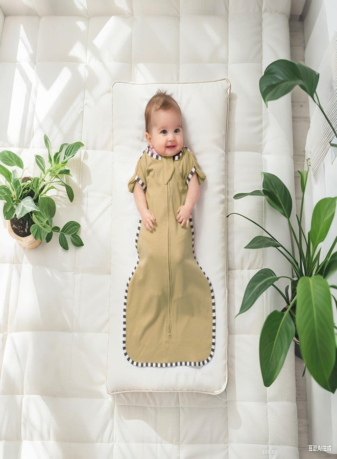 DONOMILO 2-Pack Baby Transition Swaddle Set, Breathable Newborn Sleep Sack with Arms Up Design & 2-Way Zipper, 100% Cotton Transition Swaddle for Infant Boys Girls (Khaki + Blue, S(0-3 Months)) - Image 4